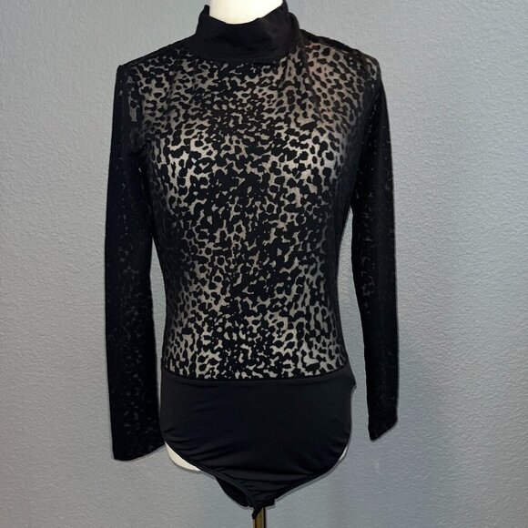 ALLSAINTS BELA LEOPARD SHEER BODYSUIT NEW WITH TAGS - Long Sleeve Mock Neck -  4 - Picture 1 of 14